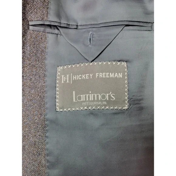 Hickey Freeman Mens Cashmere Sport Coat Jacket Gray Blue‎ 48R